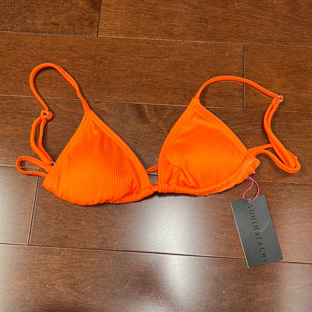 South beach neon orange size 6 triangle bikini top